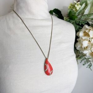 LIA SOPHIA necklace | coral gold rhinestone pendant | Kiam Family